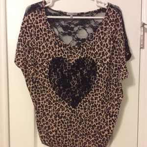 Leopard and lace top